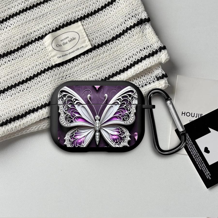 Purple Butterfly And The Flower Case For Airpods 1 2 Pro Pro2 Pro3 4 3 Earphone Cases Cover