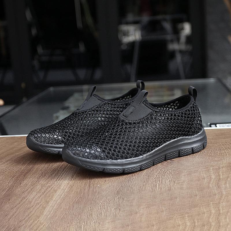 

Полые женские туфли летние и осенние дышащие сетчатые спортивные туфли для девушек-студенток корейская версия спортивных легких сетчатых повседневных туфель 35 чёрный