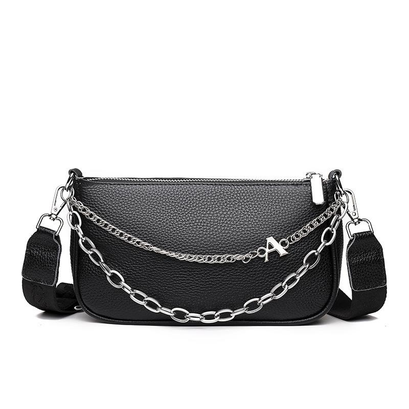 Genuine Leather Women'S Bag Trendy Fashion Simple Chain Shoulder Messenger Bag First Layer Cowhide Small Bag