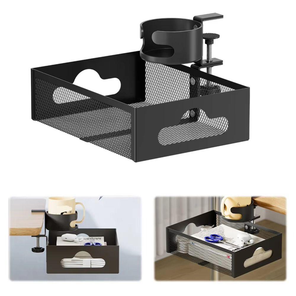 No Drill Clamp-On Document Tray 360 Degree Rotating Desktop Stationery Shelf  Desk Accessories
