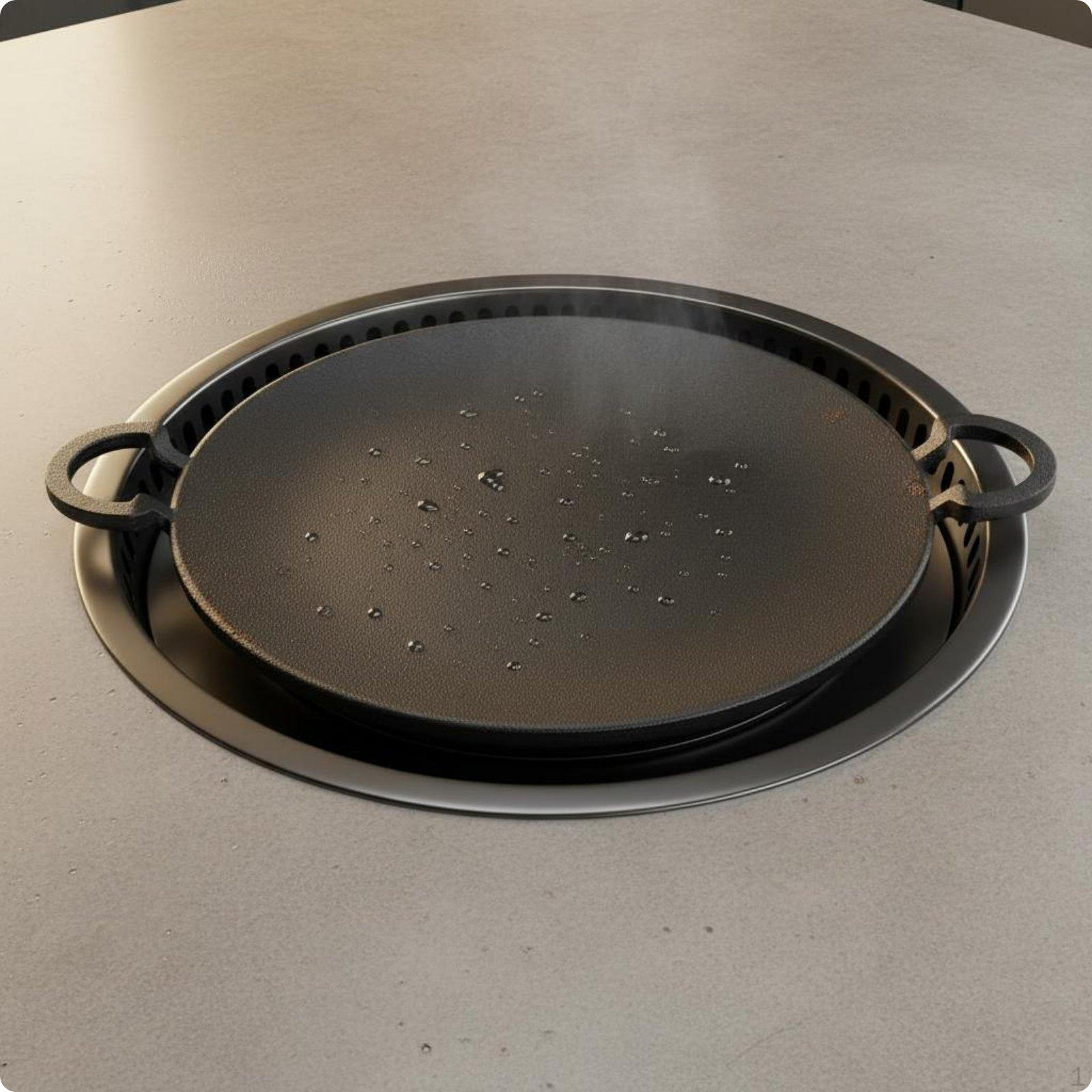 Round Nonstick Griddle Smokeless Korean Grill Pan High Temperature Resistant Barbecue Plate Non-stick Pan