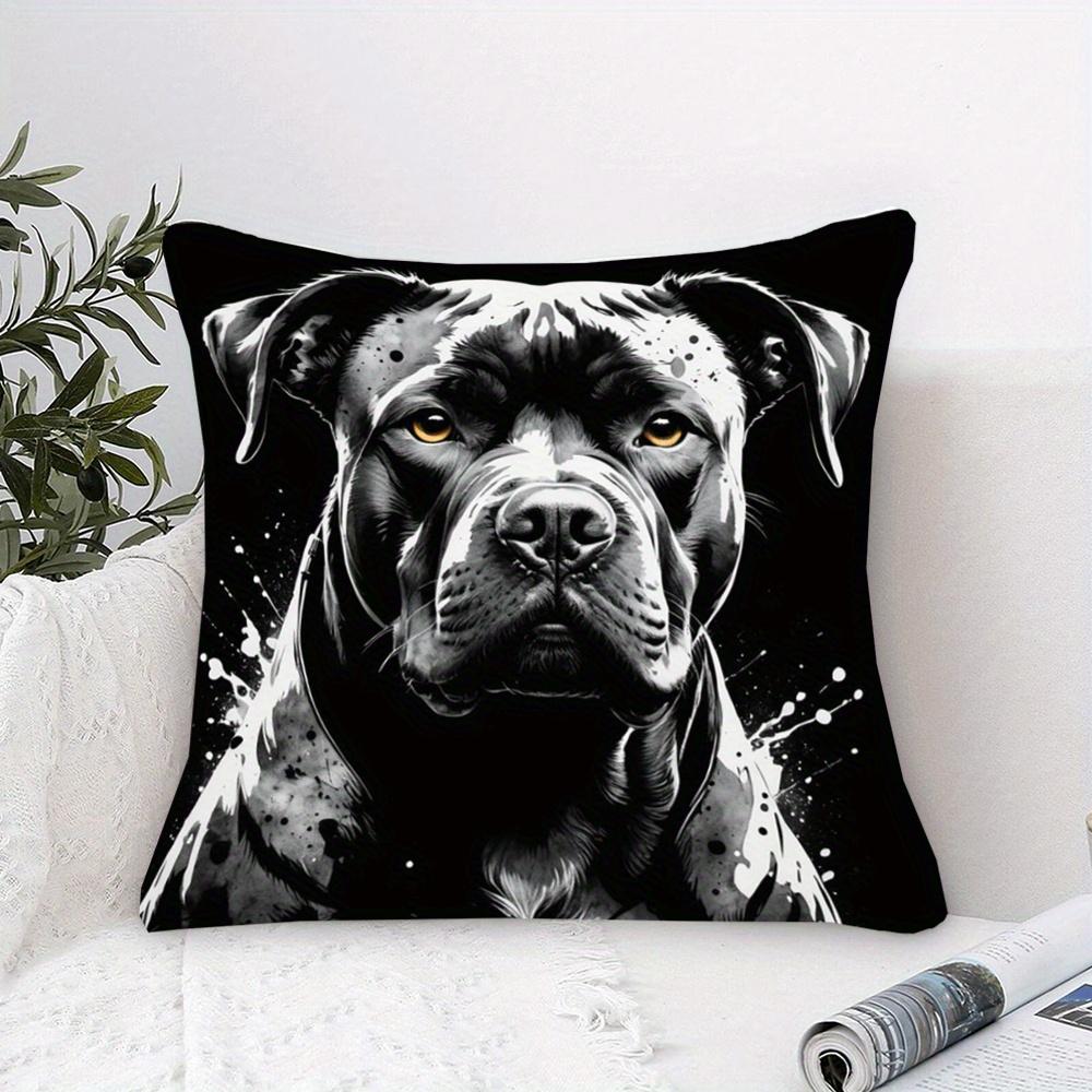 Double Sided Vintage Staffordshire Bull Terrier Dog Print Soft Throw Pillow Cover for Home and Sofa Decoration
