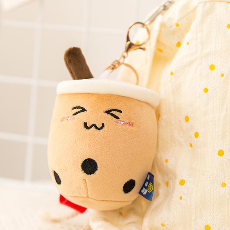 1pc 10cm kawaii Cartoon Fruit Bubble Tea Cup Keychain Plush Toys Lovely Bag Plush Pendant Dolls Cute Ornaments for Baby Girls