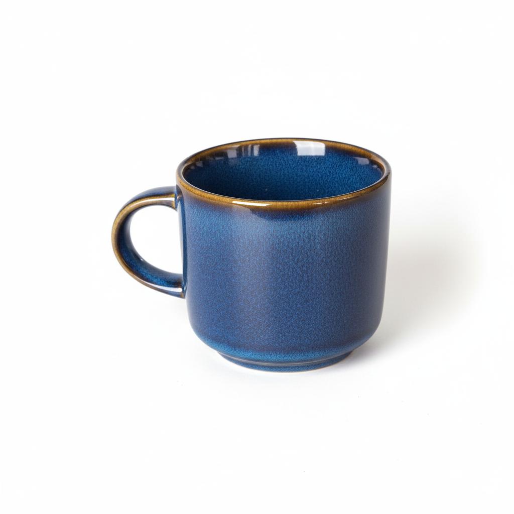 Coffee Tea Mugs Set 6 Pieces 350 Ml Dark Blue Ceramic