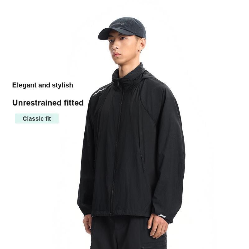 Li Ning Outdoor CF Lightweight Water-Resistant Breathable Reflective Windbreaker Jacket Unisex jackets Black AFDW217-3