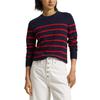 Polo Ralph Lauren FW24 Pulover cu gât rotund, tricotat în coșuri cu dungi, pentru femei, albastru, roșu WMPOSWENC021097-410