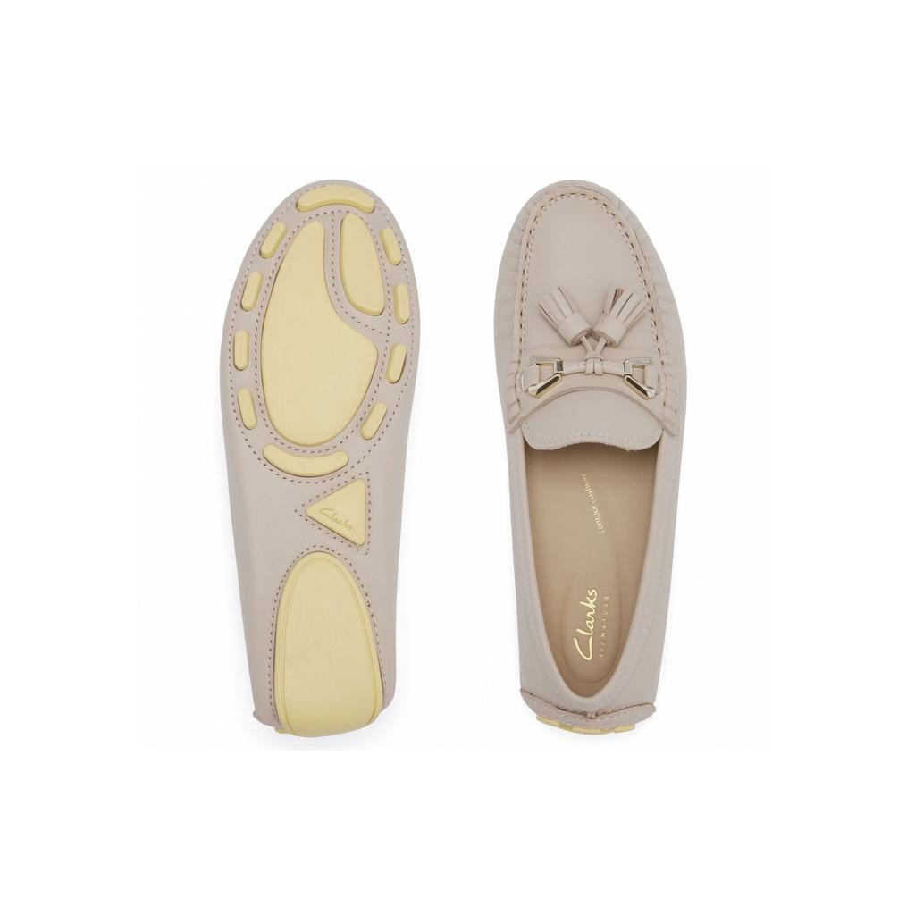 Clarks Deri İngiliz Retro Günlük Slip-On Mokasen Kadın Mokasen Açık Haki 261781424