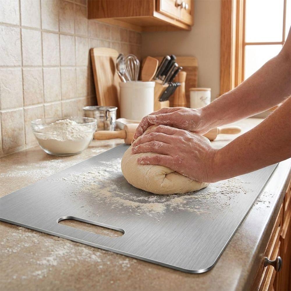 Double-Sided Stainless Steel Cutting Board Thickened Kneading Board Chopping Tray  Dough Kneading