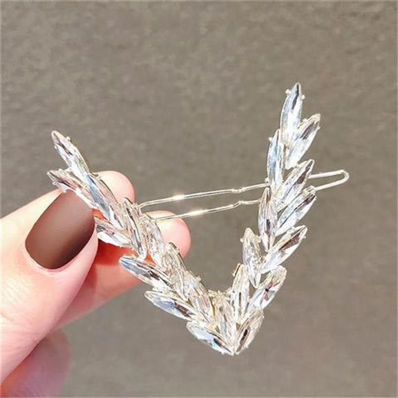 Luxury Shining Crystal Hair Clip For Women V Shape Buckle Hairpins Girls Hair Accessories Headwear Fashion Ornaments Gift