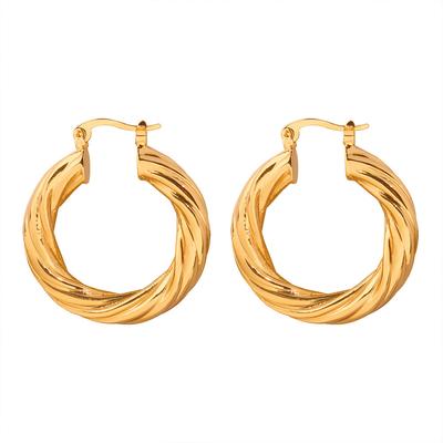 Fashion Geometric Twist O-Shaped Earrings Copper Niche Exquisite Temperament Earrings Flower Same Jewelry