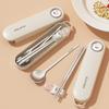 5pcs/set Portable Dinnerware Set Kid Student 316 Stainless Steel Chopsticks Fork Spoon Reusable Cutlery With Chopsticks Holder