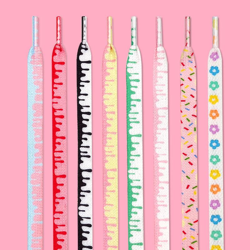 Ice Cream Shoelaces for Sneakers Mandarin Duck Powder Green Shoe Laces Flowing Shoelace Colorful Flower Ins Shoes Strings