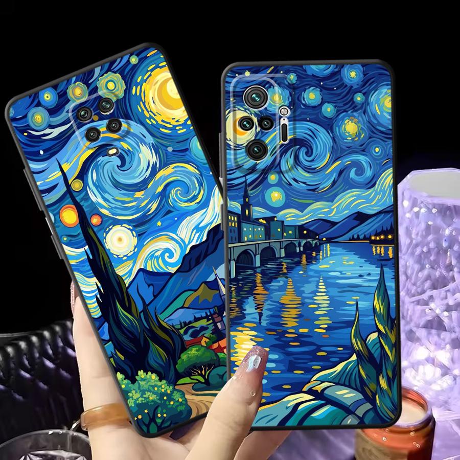 Oil Painting Art Black Soft Phone Cover Case for Xiaomi Redmi Note 12s 7 8 10S 11s 9 10 11 12 Pro 13 14 Pro Plus 9S