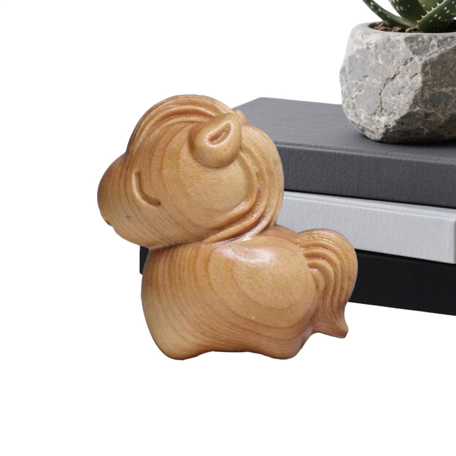 Деревянная резная фигурка лошади 2026 Год Лошади Талисман Декор Скульптура животного Резьба по дереву Маленькая толстая лошадь Настольное украшение CN