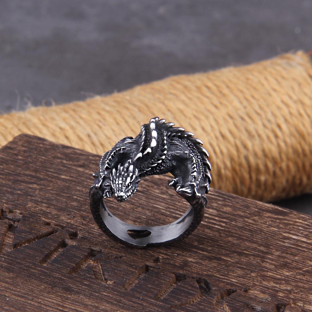A Huge Dragon Ring with Viking Style Men's Fashion Jewelry As a Gift
