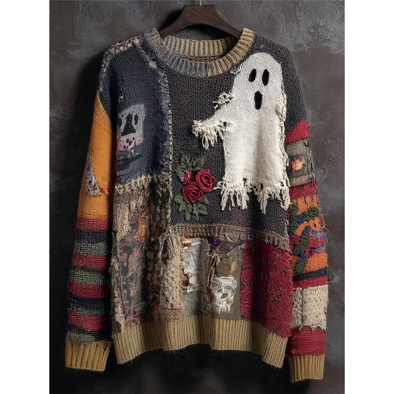 Fashion Women Halloween 3D Pattern Sweatshirt Crew Neck Long Sleeve Loose Casual Pullover