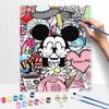 Disney graffiti Mickey oil paint by numbers painting kit handmade diy home decor gifts, aesthetic wall art canvas for living room office decor