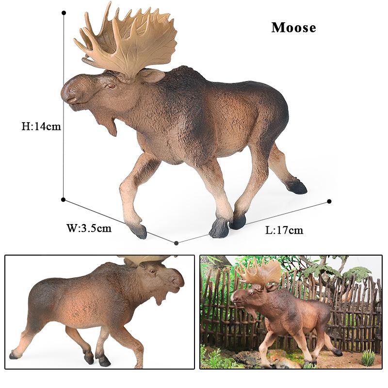Oenux Forest Deer Animals Simulation Wild White-Tailed Elk Action Figures Moose Figurines Model Decoration Toy Kids Xmas Gift