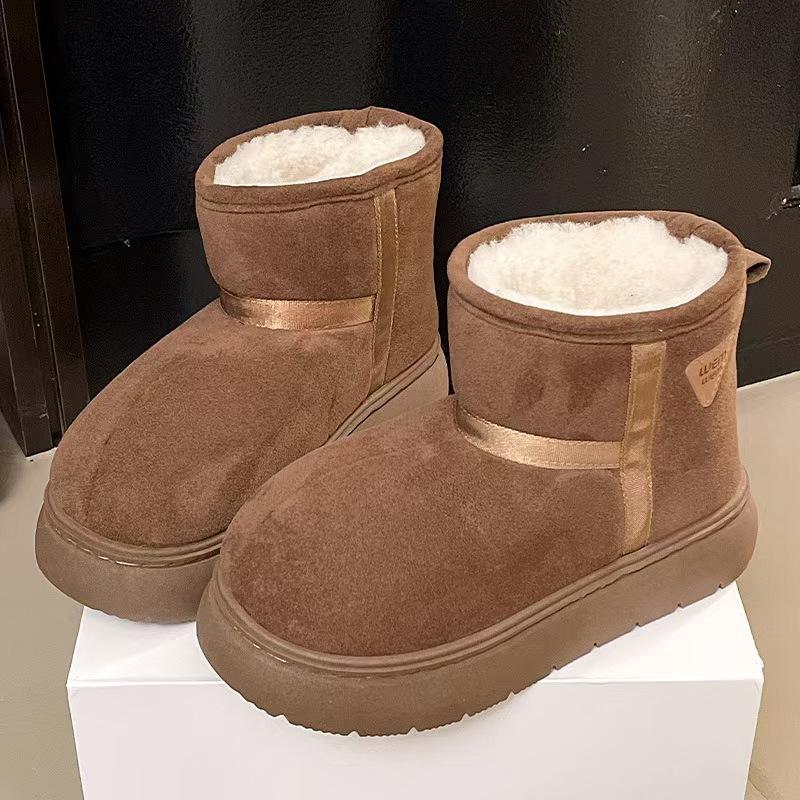 

Women s Retro Fashion Lightweight Soft Sole Winter Warm Fur One Snow Boots Padded Lined Non-slip Casual Sports Martin Cotton Boots 40/41 темно-коричневого