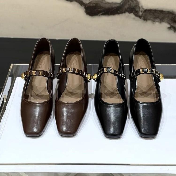 Mode Eckige Zehen Damen Slipper Schuhe Klobige Mittelhohe Absätze Lässige Flache Schuhe Frau Neu 2025 Frühlingstrend Mode Gemütliche Sandalen Mujer