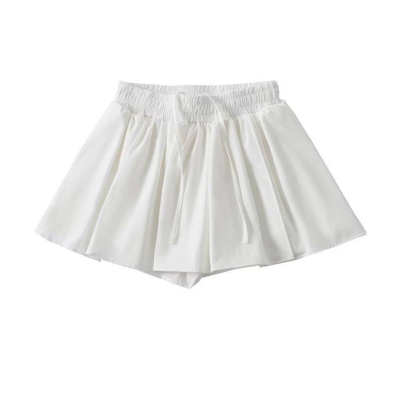 

Модный стиль 2023 Лето Женская Стильная Приталенная Повседневная Универсальная Юбка-обманка из двух частей Пышная с высокой талией Маленькая черная юбка White S