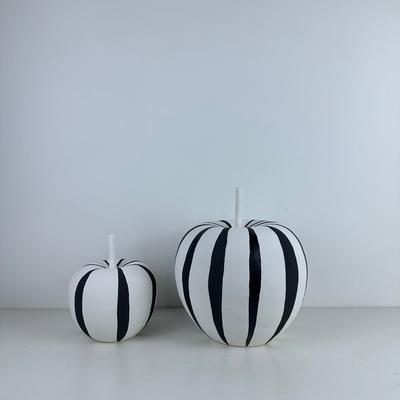 Artigianato Ceramico Zebrato a Strisce Bianche e Nere Mela Geometrica Mela Figure Decorative Accessori per Decorazione Stanza