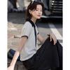 Women's New Chinese Style Color-block Drawstring T-Shirt