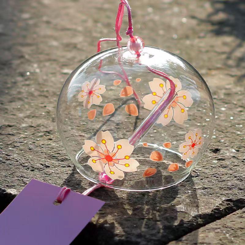 Cherry Blossom Glass Wind Chime - DIY Transparent Hanging Ornament