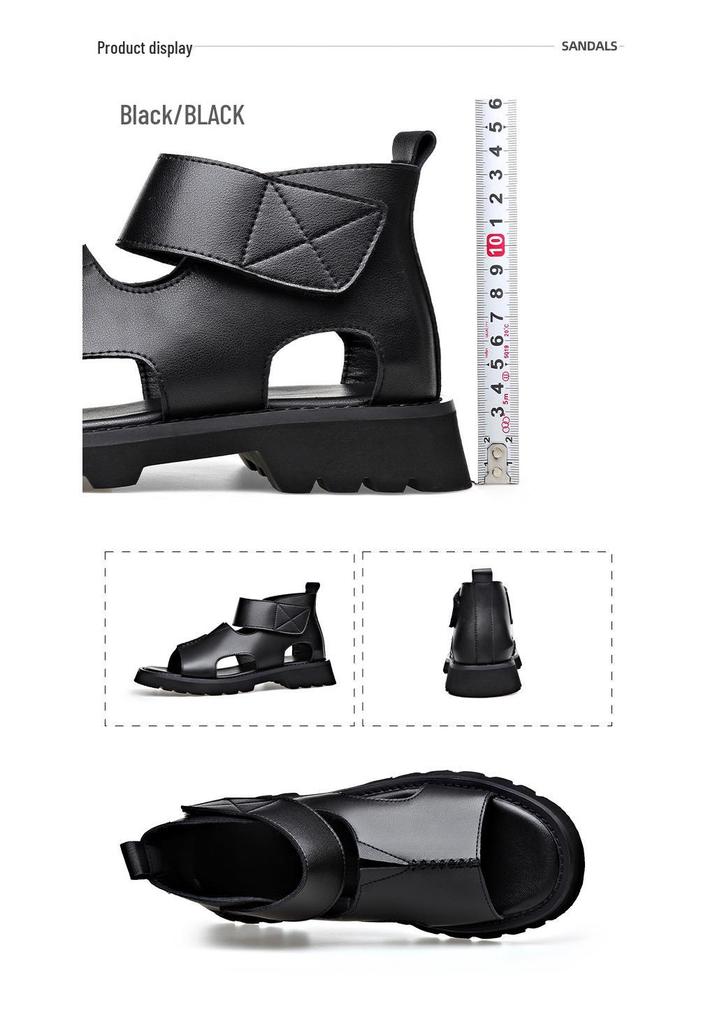 Men's Genuine Leather Roman-Style High-Top Sandals - Trendy, Comfortable, Soft Sole