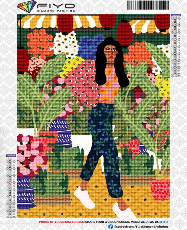 5D Diamant Malerei Tropical Bunte Mädchen Blume Diamant Stickerei Wand Kunst Kreuz Stich Bilder Für Wohnzimmer Wohnkultur quadro