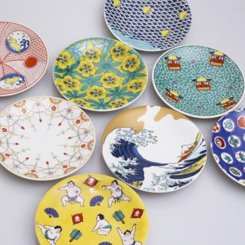 Hergestellt in Japan, Kutani-Keramik, Kutani Gosai Keramik, magnetisch, kleiner Teller, glücklicher kleiner Teller, Geschirr, japanisches Geschirr, 12cm, Kaninchen-Design, lebhaft