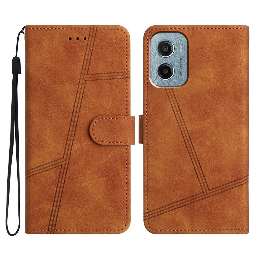 For Motorola Moto E15 4G/G05 4G Case Flip Leather Retro Phone Cover Lines Imprinted
