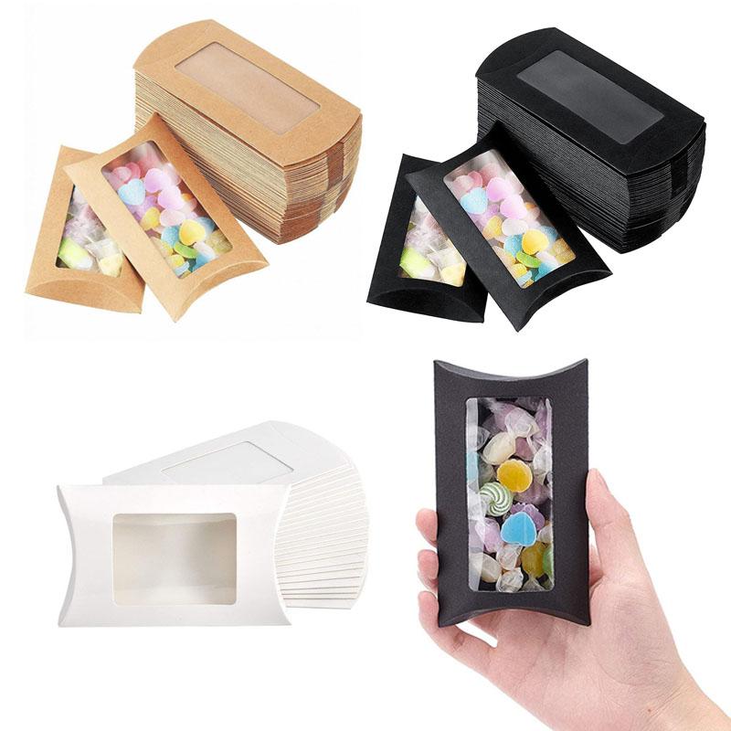 10/20/30/50/pcs Kraft Paper DIY Gift Box With Window Wedding Birthday Party Decoration Cake Packaging Box Event Party Gift Case