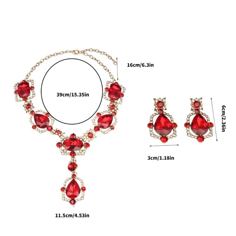 Elegant Crystal Gemstones Necklace And Earrings Set Sparkling Jewelry Set For Formal Occasions Featuring Vintage Designs