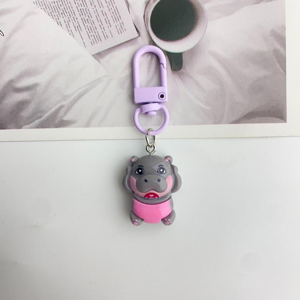 Adorable Cartoon Hippo Keychain: Cute Pendant for Bags & Gifts