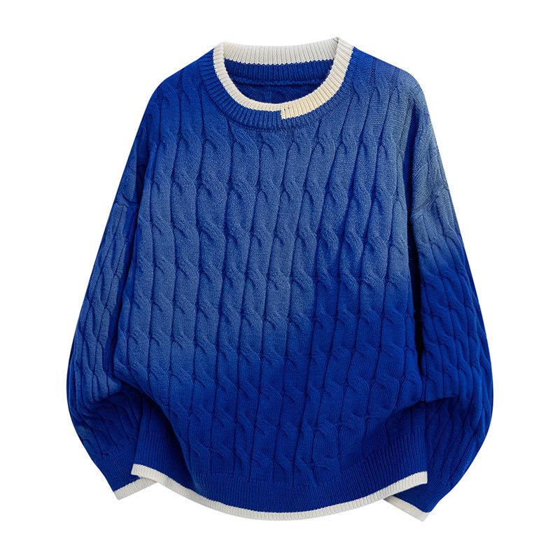 Pullovers Long Sleeves Sweaters Unisex Sweater Round Neck Loose Tide Knit Clashing Stripes Line Clothing Couple Models Round Neck Bottoming Shirt