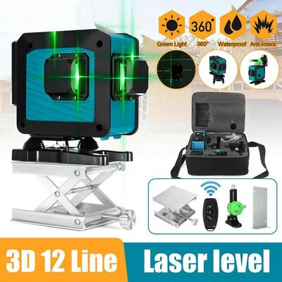 3D 12 Lijnen Verstelbare Laserniveaus 360 Zelfnivellerende Horizontale Verticale Cross Groene Laser Waterdichte Beam Meetapparatuur