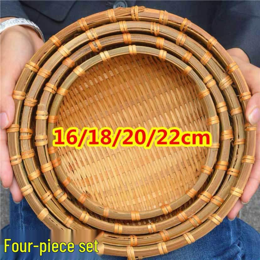 Bamboo Farmhouse Winnowing Basket & Sifter for Drying, Washing, and Steamed Buns