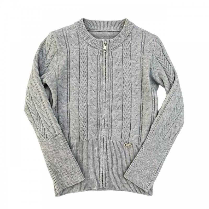 Womens Short Knit Cardigan Round Neck Slim Fit Twist Zip Up Fall Winter Casual Outerwear