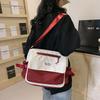 Small Fresh Canvas Color Blocking New Postman Large Capacity Campus Student Make Up Class Crossbody Trendy Personalized Class Backpack