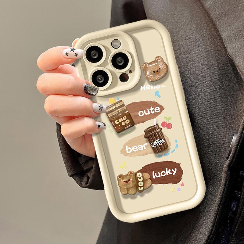 Painted Bear Suitable for OPPO Reno10 Mobile Phone Case New A1PRO Creative Coffee A97 Cartoon Protective Case