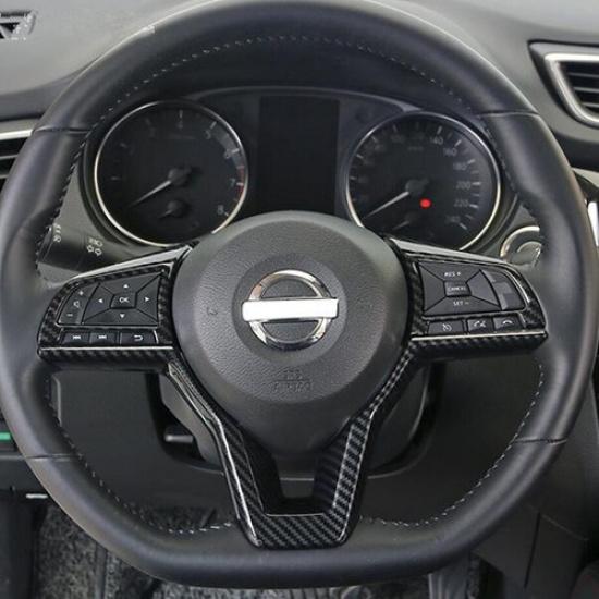 Carbon Fiber ABS Inner Steering Wheel Cover Trim For NISSAN ROGUE 2017 - 2020