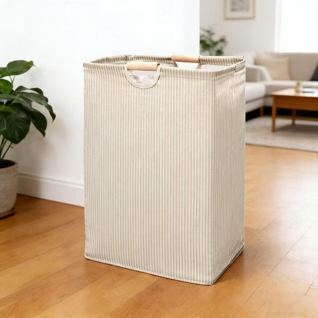 Foldable Cotton & Linen Laundry Basket with Large Capacity for Clothes and Toy Storage - Handheld Bathroom Hamper.