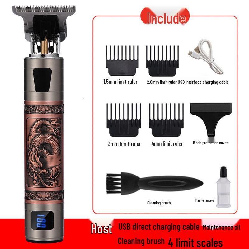 T9 Bald Electric Hair Clipper - Professional Rechargeable Engraving & Oil Head Shaver