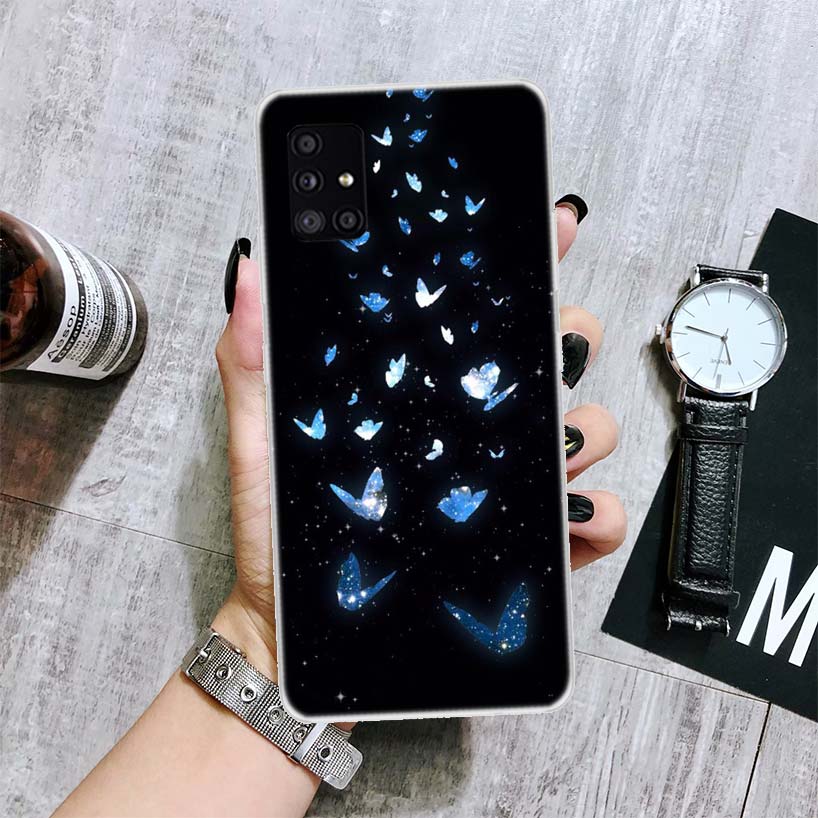 Blue Butterfly Beautiful Wing Phone Case For Samsung Galaxy A52 A32 A22 A12 A02S A50S A30S A51 A31 AA71 Note 20 Ultra 10 S10 Plu