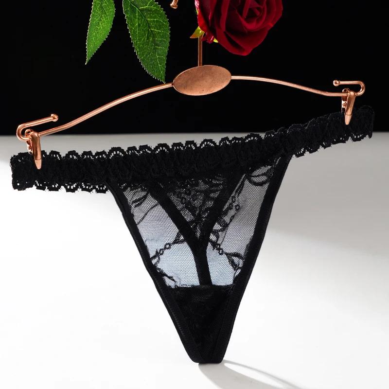 Sexy G String Underwear Women Perspective Panties Low Waist Briefs Female Hollow Out Lingerie Solid Color Thongs