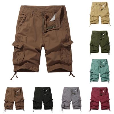Sommer-Workwear-Shorts für Herren, lockere, lässige Fünf-Punkt-Hose, mehrere Taschen, Reißverschluss, Herren-Jogging-Shorts