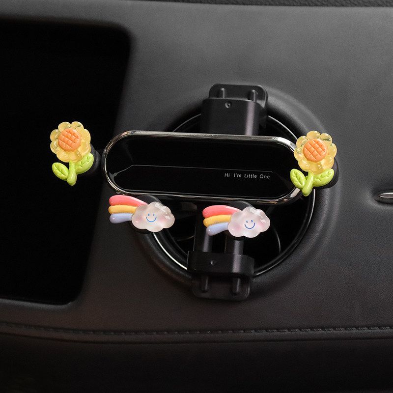 Car Phone Holder Car Navigation Special Cute Car Fixed Round Horizontal and Vertical Air Outlet Universal Mobile Phone Holder