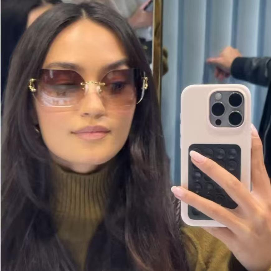 European American Style Sunglasses Female Fashion Stylish Big Size Rimless Women Sun Glasses Uv Protection Outdoor Sunglass