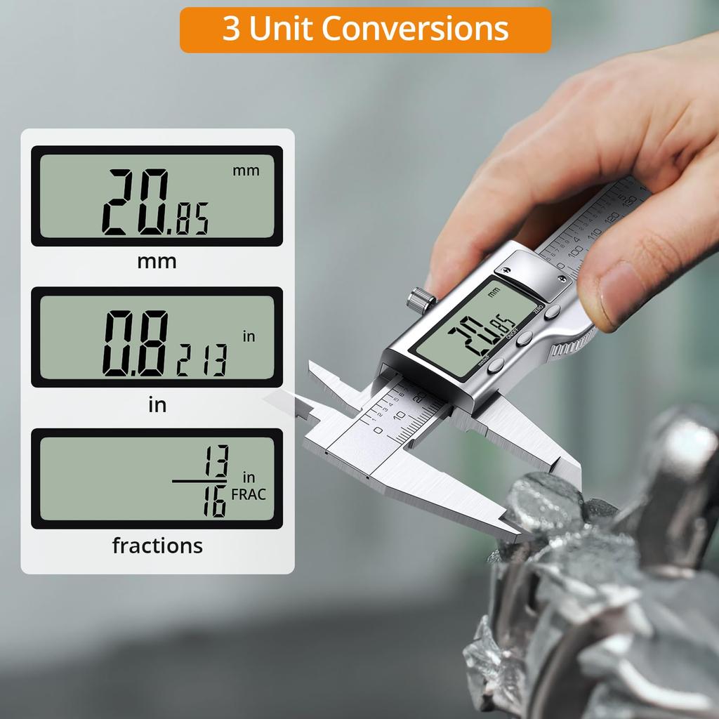 Neoteck 200mm Stainless Steel Digital Caliper with Three Zero Reset for Measuring External and Internal Diameters and Steps Units, Function,